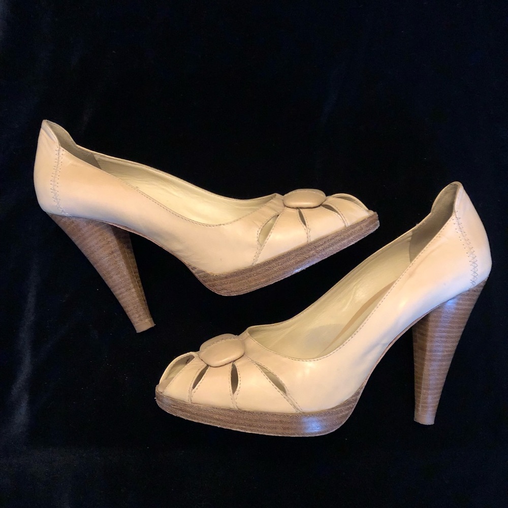 Via Spiga leather open toe platform heels